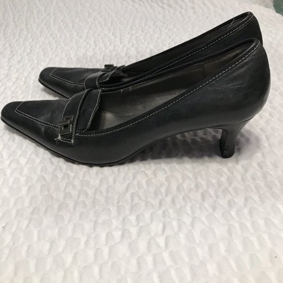 MARIPE Womens BLack Slip on LOAFER Heels SHOES SIZE 6.5 - Picture 2 of 7